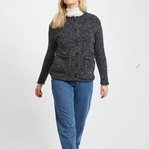 Aran Woollen Mills Women's Gray Tweed Sweater Women Size XL